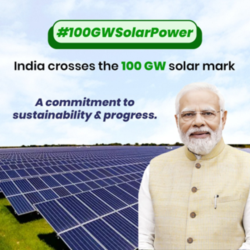 India's solar resolution, crosses 100 GW!