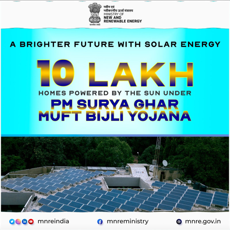 10 Lakh Solar Installations under PM Surya Ghar Muft Bijli Yojana (CFA)