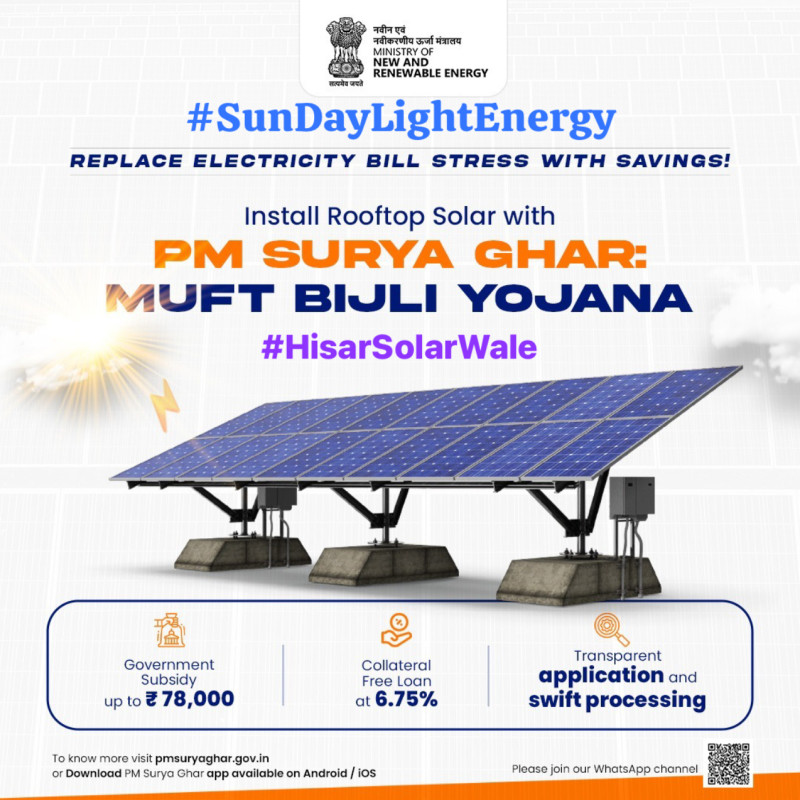 Make Your Home Electricity-Free with Solar! ☀️⚡ Worried about rising electricity bills? Now is the time to install solar panels under PM Surya Ghar!