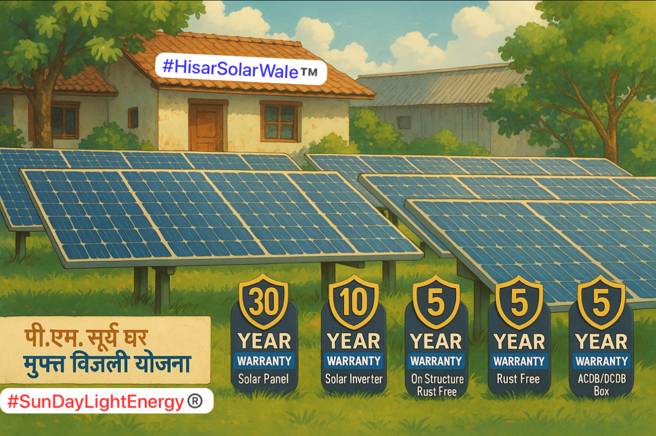 Get Warranty on Solar Plate, Inverter, Rust Free Structure & AC/DC Protection Box for Solar system under PM Surya Ghar Muft Bijli Solar Subsidy Scheme